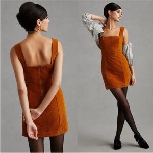 NWT Anthropologie X MAEVE Faux Suede Shift Mini Dress Size 6 Copper